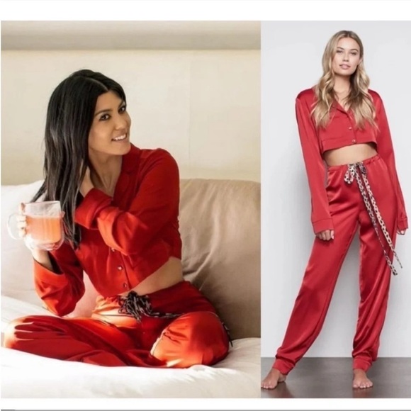 Good American red leopard pajama set